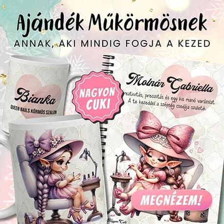 A legcukibb KÖSZÖNÖM ajándék műkörmösöknek | személyre szabható bögrék, füzetek, párnák stb | nagyoncuki.hu