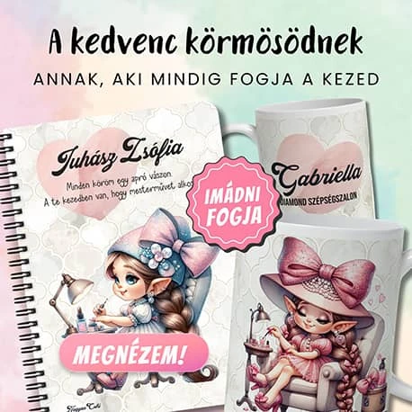 A legcukibb KÖSZÖNÖM ajándék műkörmösöknek | személyre szabható bögrék, füzetek, párnák stb | nagyoncuki.hu