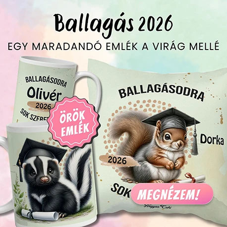Maradandó emlék a 2026-os évi ballagásra | Névvel kérhető füzetek, bögrék, párnák és más | nagyoncuki.hu
