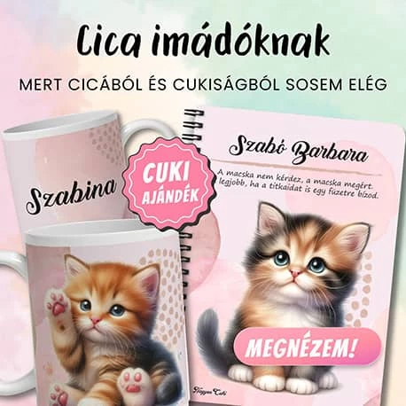 A legcukibb ajándék ötletek Cicásoknak | Névvel kérhető bögrék, párnák és más | nagyoncuki.hu