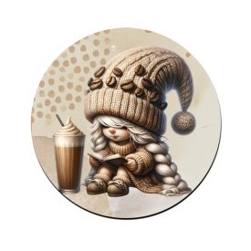   Kávés manó lány - Kávé és könyv mintás bögre alátét
