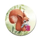 Cuki mókus ajándékkal mintás bögre alátét