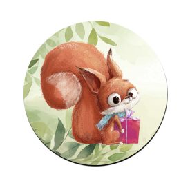 Cuki mókus ajándékkal mintás bögre alátét