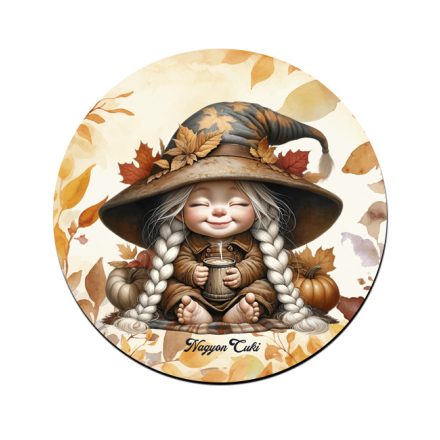 Kávézós őszi manó lány mintás bögre alátét