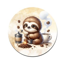 Kávés lajhár és frissen pörkölt kávé bögre alátét