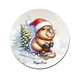 Vidám szánkós capybara mintás pohár alátét