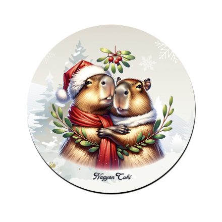 Cuki Karácsonyi capybara pár mintás pohár alátét