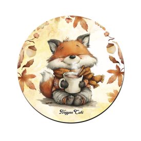 Cuki őszi kávézós róka mintás pohár alátét