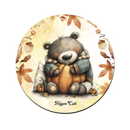 Cuki őszi szundi maci és a tökmintás pohár alátét