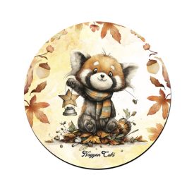 Cuki őszi vöröspanda és a lámpás pohár alátét