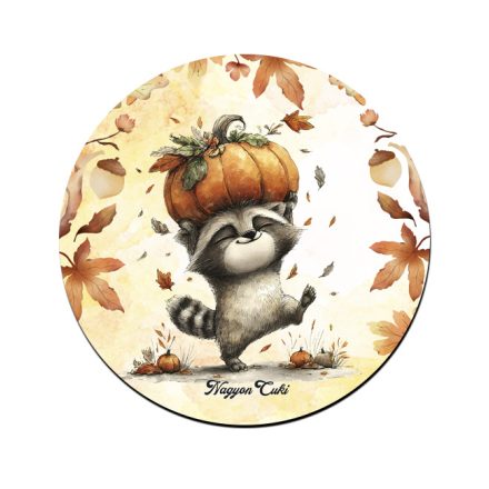 Cuki őszi mosómedve és a tök mintás pohár alátét