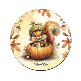 Cuki őszi kis mókus a tökben mintás pohár alátét