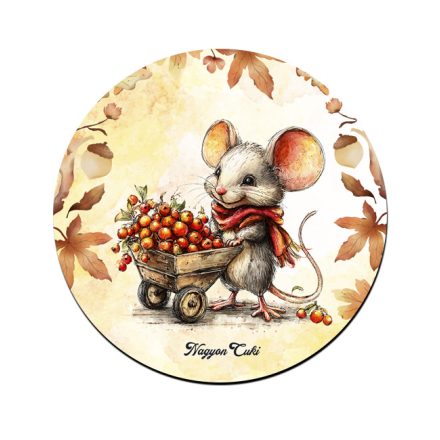 Cuki őszi gyűjtögető kisegér mintás pohár alátét
