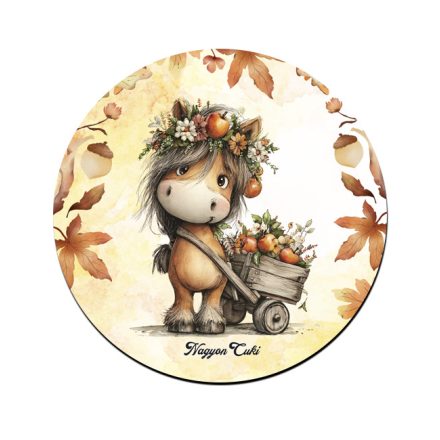 Cuki őszi póni almával mintás pohár alátét