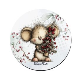Cuki téli kisegér mintás pohár alátét