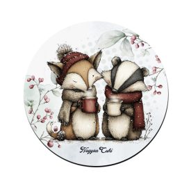   Cuki téli róka és a borz kávéval mintás pohár alátét