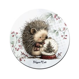 Cuki téli süni és a hógömb mintás pohár alátét