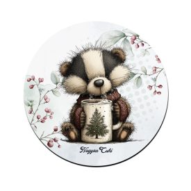 Cuki téli borz egy kávéval mintás pohár alátét