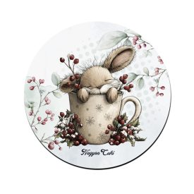 Cuki téli nyuszi bögrében mintás pohár alátét