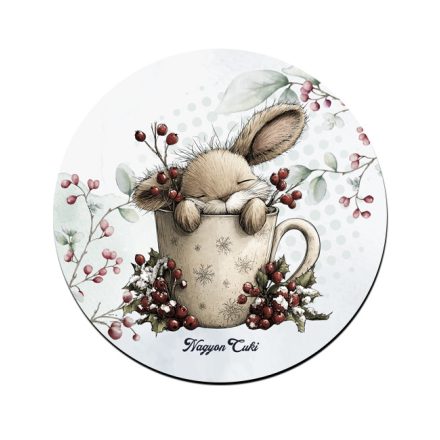 Cuki téli nyuszi bögrében mintás pohár alátét