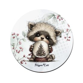 Cuki téli mosómaci hógömbbel mintás pohár alátét