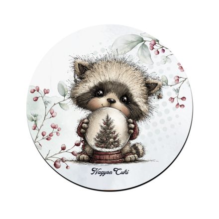 Cuki téli mosómaci hógömbbel mintás pohár alátét