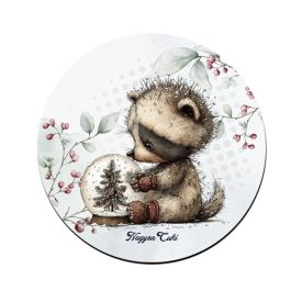 Cuki téli mosómedve hógömbbel mintás pohár alátét