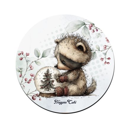 Cuki téli mosómedve hógömbbel mintás pohár alátét