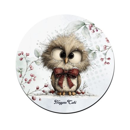 Cuki téli bagoly nagy masnival mintás pohár alátét