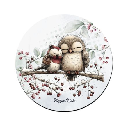 Cuki téli baglyocskák mintás pohár alátét