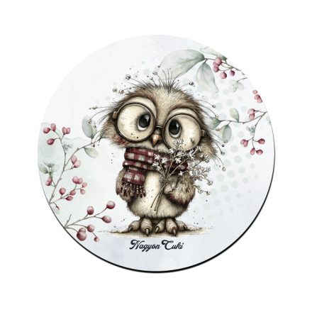 Cuki téli bagoly szemüvegben mintás pohár alátét