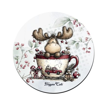 Cuki téli jávorszarvas mintás pohár alátét