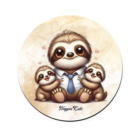   Cuki lajhár Nyakkendős Apa és két gyerek mintás pohár alátét