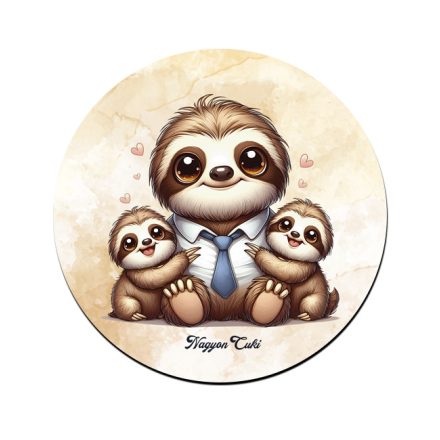 Cuki lajhár Nyakkendős Apa és két gyerek mintás pohár alátét