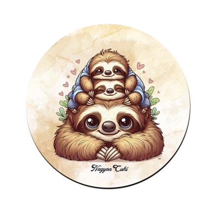 Cuki lajhár Apa és két gyerek - Kicsi a rakás mintás pohár alátét