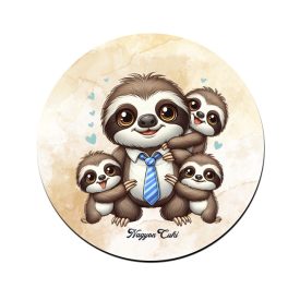   Nyakkendős Cuki lajhár Apa és három gyerek mintás pohár alátét