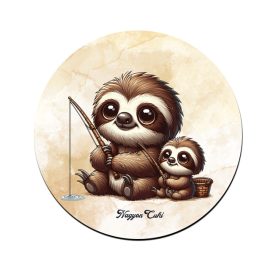   Cuki lajhár Apa és gyermeke horgásznak mintás pohár alátét