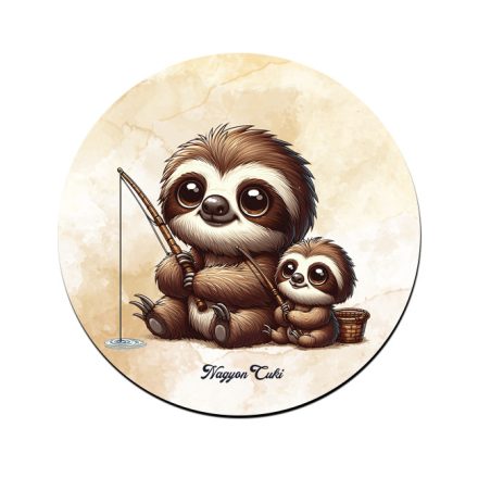 Cuki lajhár Apa és gyermeke horgásznak mintás pohár alátét