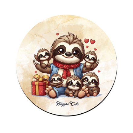 Cuki lajhár Apa és öt gyerek mintás pohár alátét