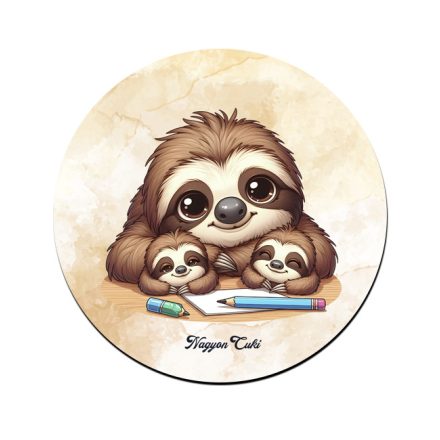 Cuki lajhár Apa és két gyereke mintás pohár alátét