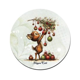   Cuki karácsonyi őzike és a díszek mintás pohár alátét