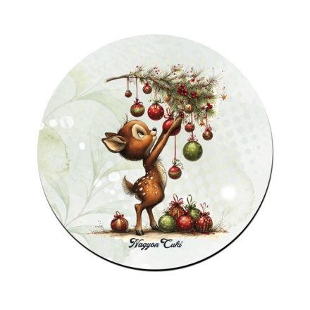 Cuki karácsonyi őzike és a díszek mintás pohár alátét