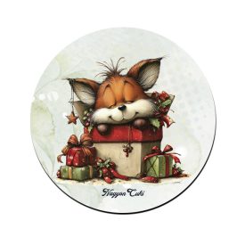   Cuki karácsonyi róka és az ajándékok mintás pohár alátét