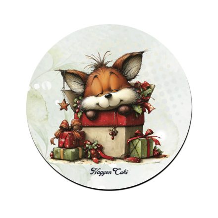 Cuki karácsonyi róka és az ajándékok mintás pohár alátét