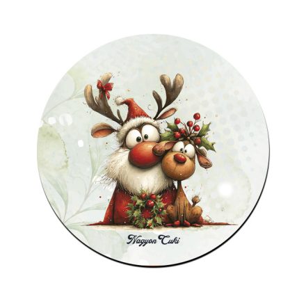 Cuki karácsonyi mikulás és Rudolf mintás pohár alátét