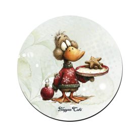 Cuki karácsonyi kacsa sütivel mintás pohár alátét