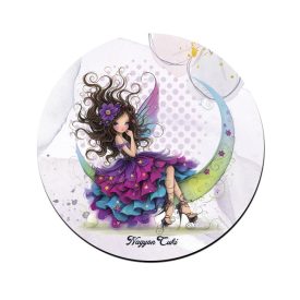   Szépséges lila virágos tündér és a hold pohár alátét