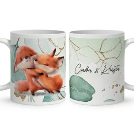 Kérd a neveddel - Kávés róka mintás egyedi bögre