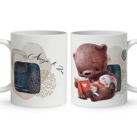 Kérd a neveddel - Maci és nyuszi mintás bögre