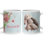 Kérd a neveddel - Nyuszi és süni mintás bögre